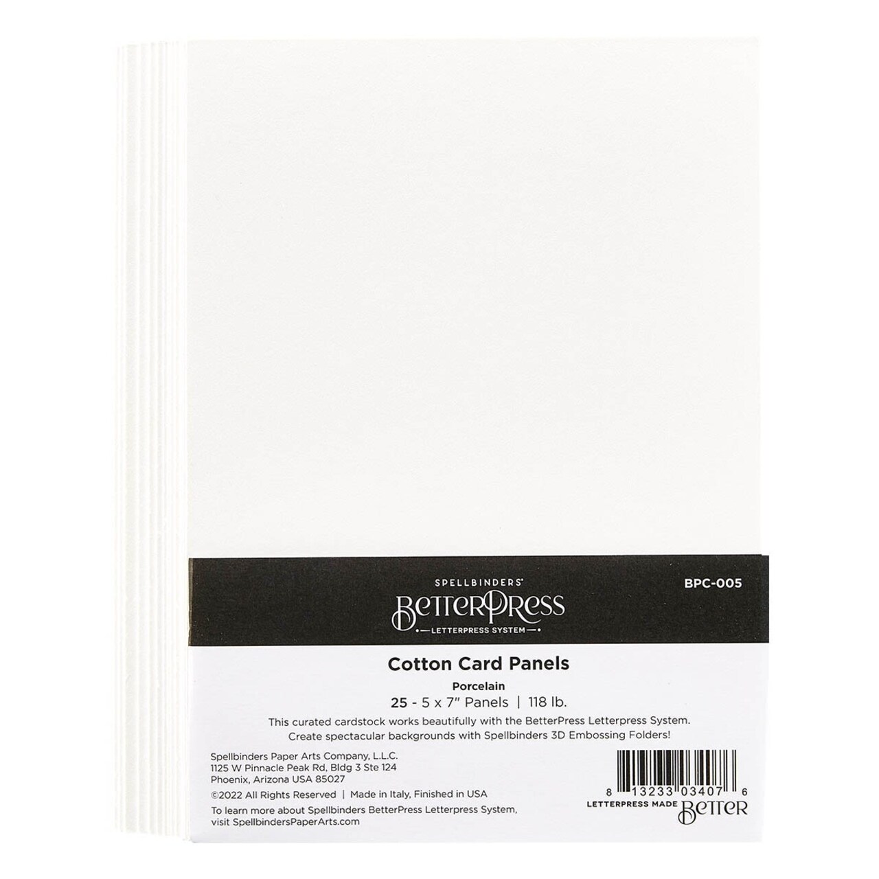 Spellbinders BetterPress Letterpress A7 Cotton Card Panels-Porcelain 25/Sheets